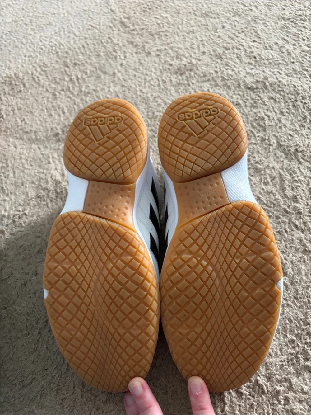adidas White Sneakers with Black Three-Stripes and Gum Outsole